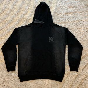 Amiri Hoodie Pullover for Men Washed Black Rhinestone MA Logo Size Large